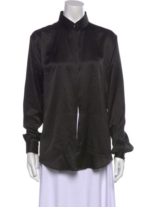 Saint Laurent Silk Long Sleeve Button-Up Top