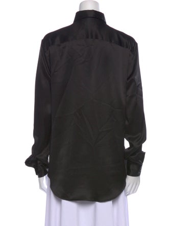 Saint Laurent Silk Long Sleeve Button-Up Top