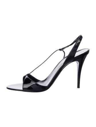 Saint Laurent Patent Leather Slingback Sandals