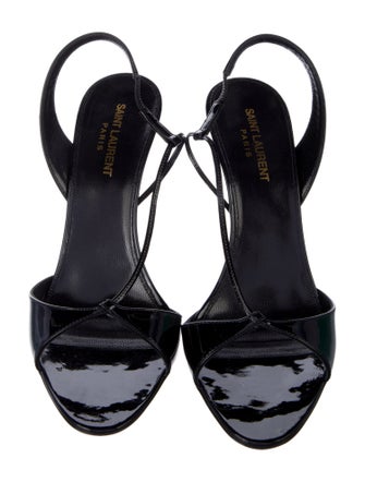 Saint Laurent Patent Leather Slingback Sandals