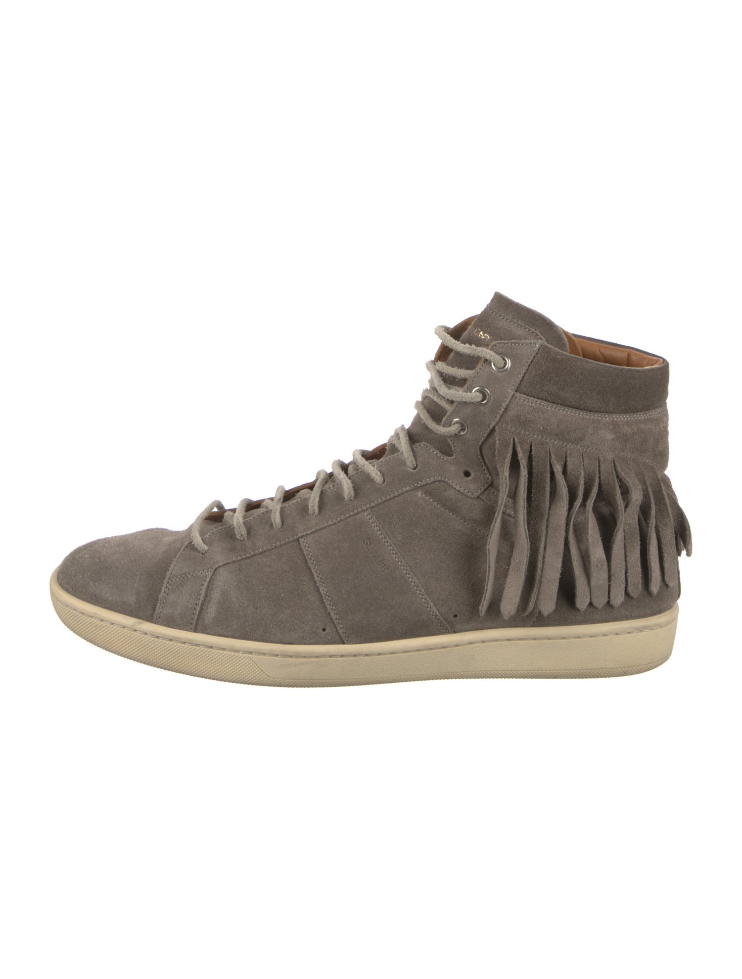 Saint Laurent Suede Fringe Trim Accent Sneakers