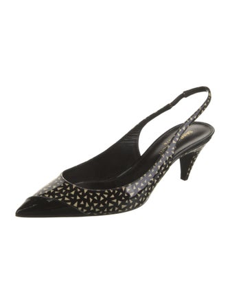 Saint Laurent Patent Leather Animal Print Slingback Pumps