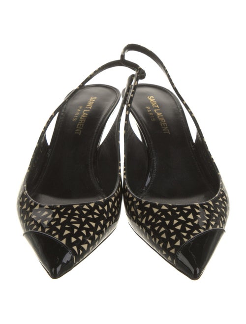Saint Laurent Patent Leather Animal Print Slingback Pumps