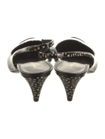 Saint Laurent Patent Leather Animal Print Slingback Pumps