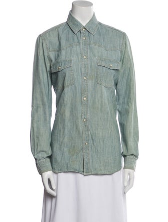 Saint Laurent Long Sleeve Button-Up Top