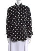 Saint Laurent Polka Dot Print Long Sleeve Button-Up Top
