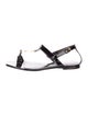 Saint Laurent Signature Logo Leather T-Strap Sandals