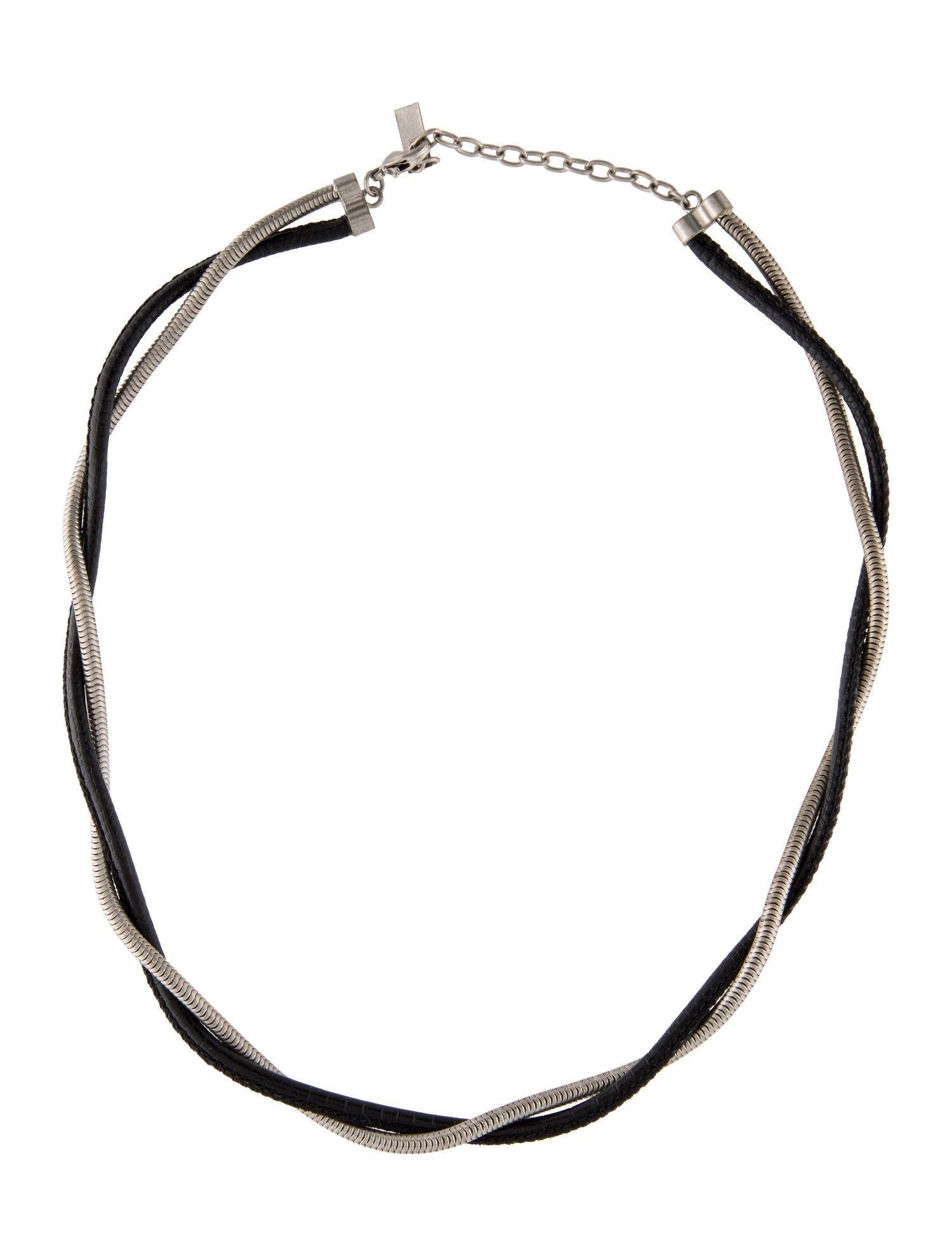 Saint Laurent Leather Twisted Chain Collar Necklace