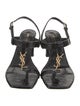 Saint Laurent Signature Logo Embossed Leather T-Strap Sandals
