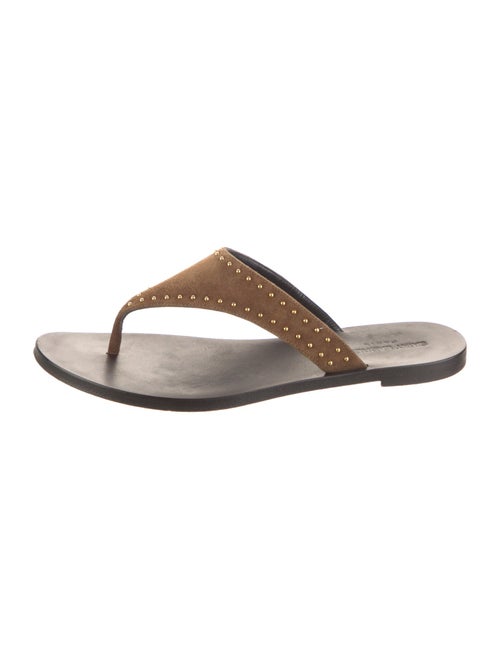 Saint Laurent Suede Studded Accents Flip Flops