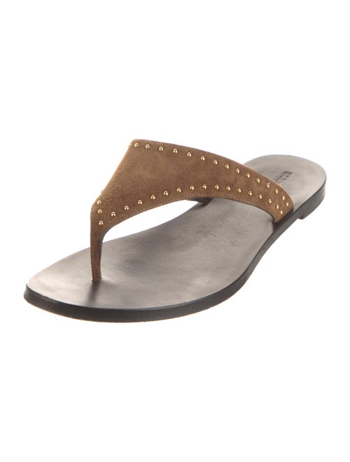 Saint Laurent Suede Studded Accents Flip Flops