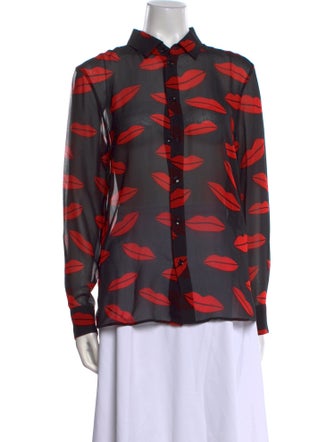 Saint Laurent Silk Printed Button-Up Top