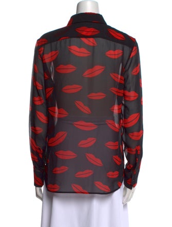 Saint Laurent Silk Printed Button-Up Top
