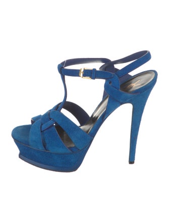 Saint Laurent Suede T-Strap Sandals