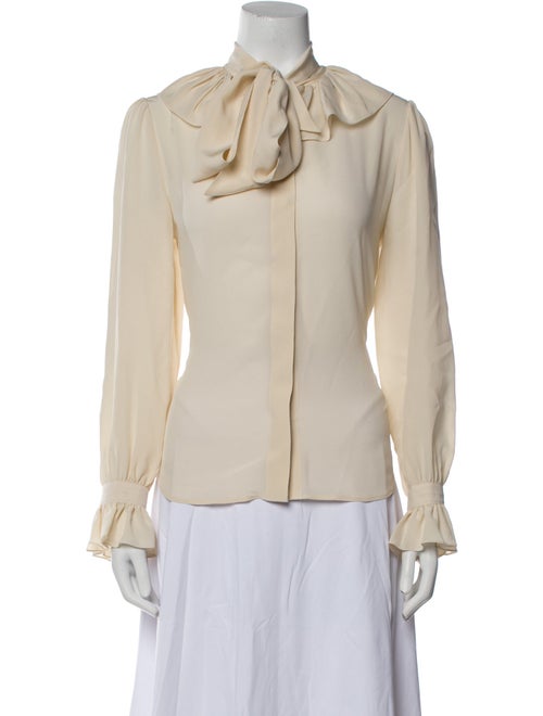 Saint Laurent Silk Mock Neck Blouse