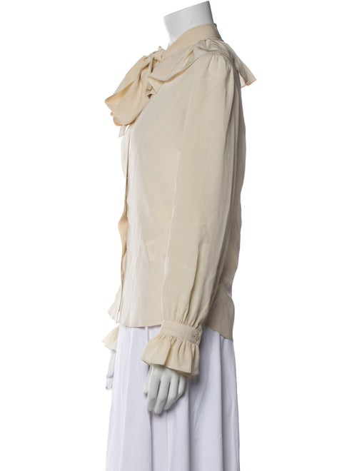 Saint Laurent Silk Mock Neck Blouse