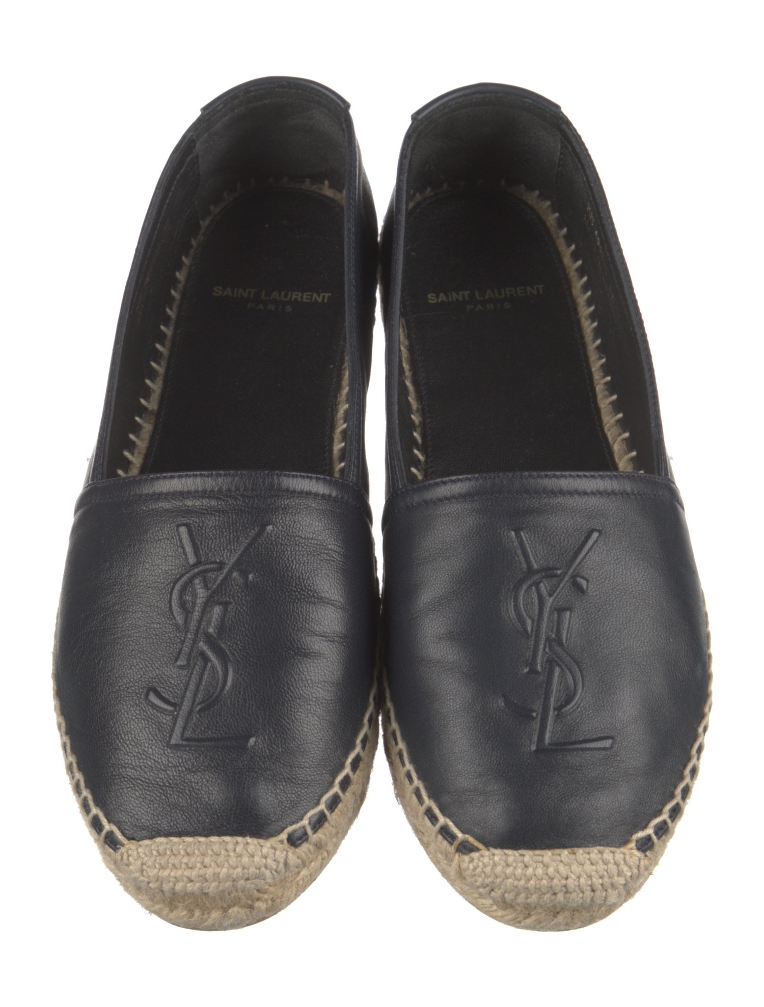 Saint Laurent Leather Whipstitch Trim Espadrilles