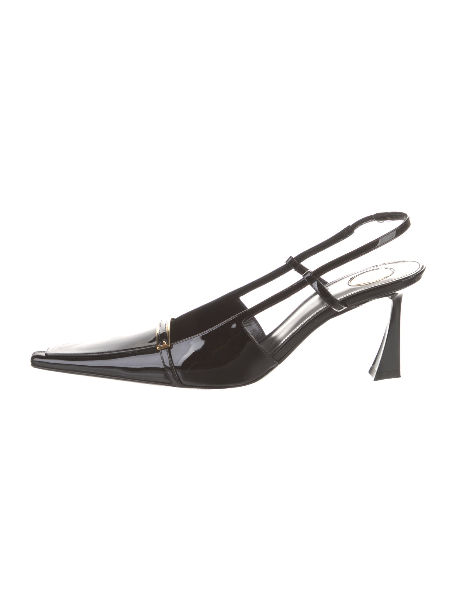 Saint Laurent Horsebit Accent Patent Leather Slingback Pumps