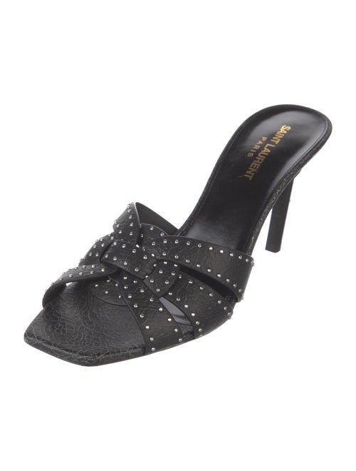 Saint Laurent Leather Studded Accents Slides