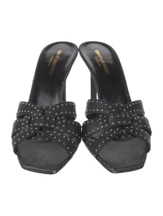 Saint Laurent Leather Studded Accents Slides