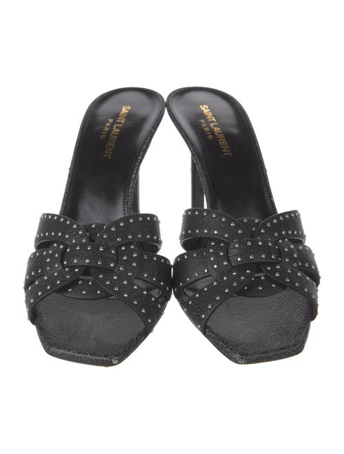 Saint Laurent Leather Studded Accents Slides