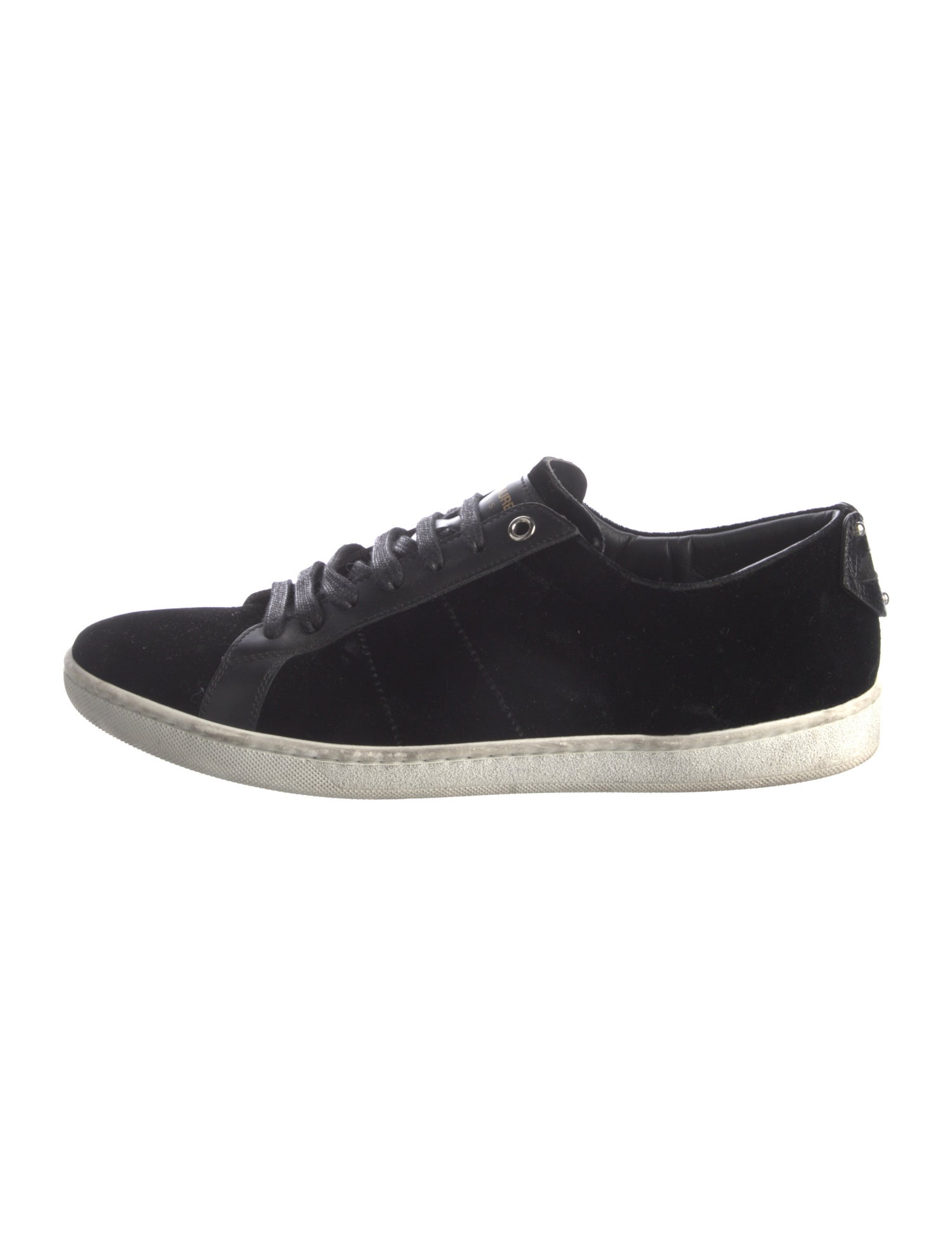 Saint Laurent Velvet Leather Trim Embellishment Sneakers