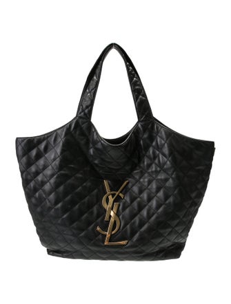 Saint Laurent Quilted Leather Monogram Icare Maxi Shopping Tote 2022