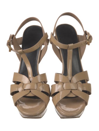 Saint Laurent Patent Leather T-Strap Sandals