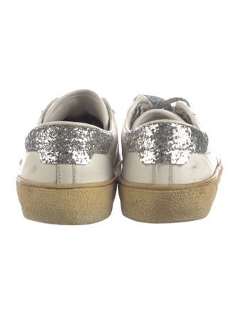 Saint Laurent Leather Glitter Accents Sneakers