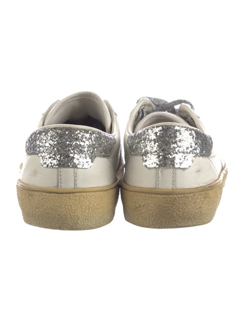 Saint Laurent Leather Glitter Accents Sneakers