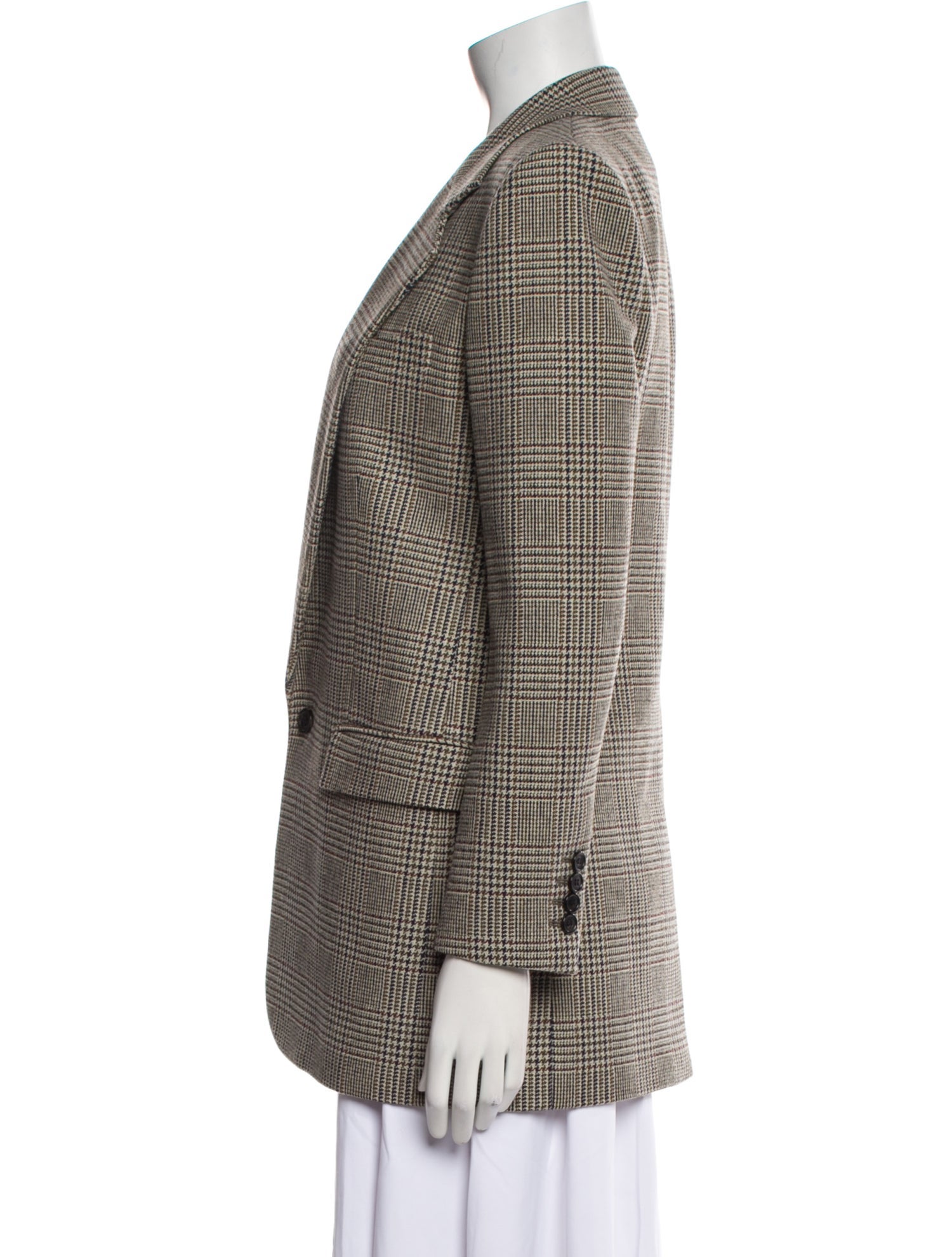 Saint Laurent Wool Houndstooth Print Blazer