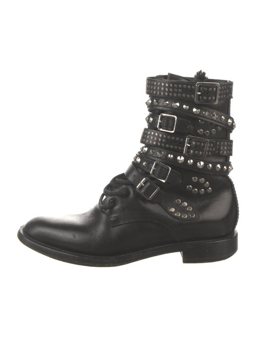 Saint Laurent Leather Studded Accents Combat Boots