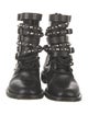 Saint Laurent Leather Studded Accents Combat Boots