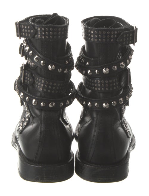 Saint Laurent Leather Studded Accents Combat Boots