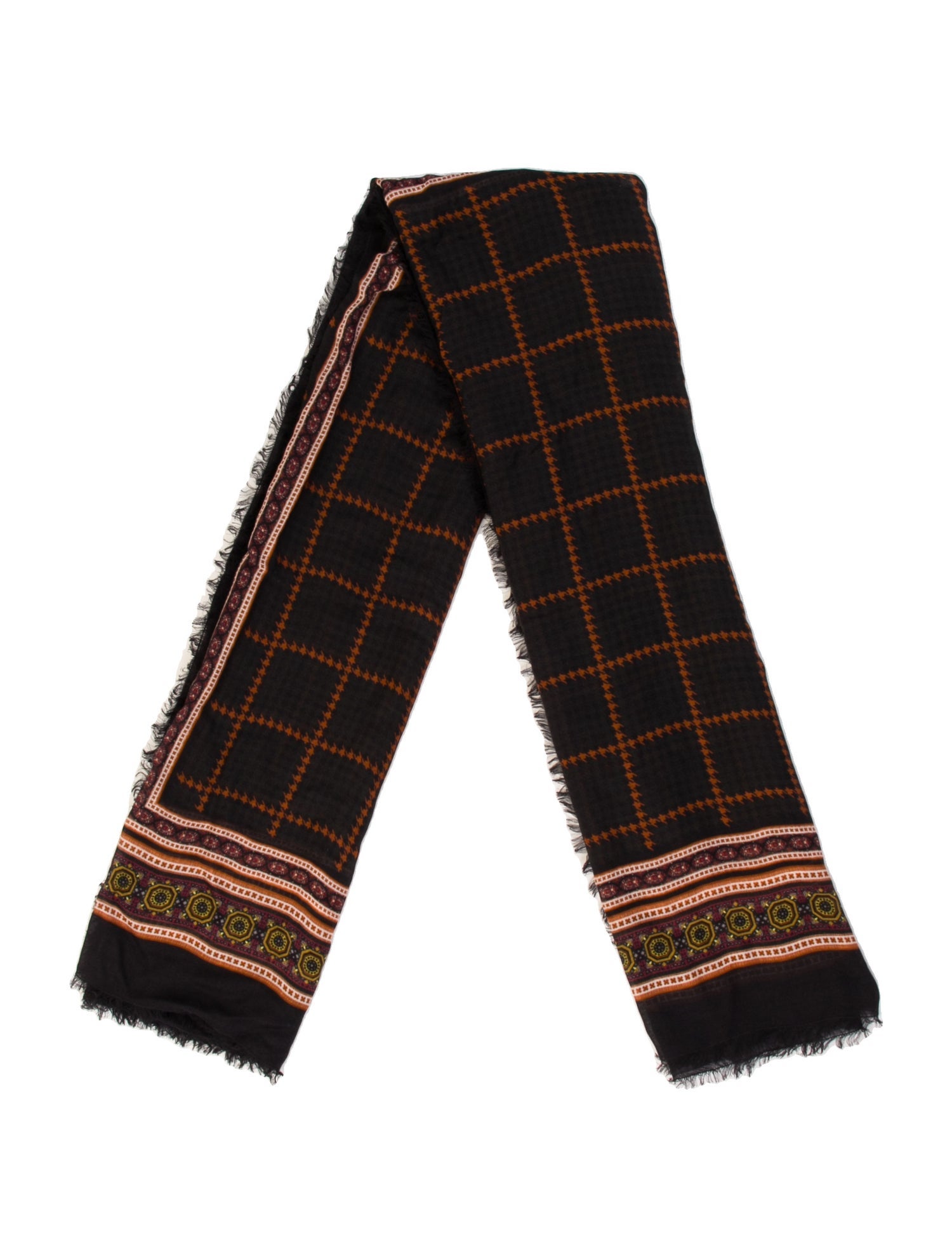 Saint Laurent Cashmere Plaid Print Scarf