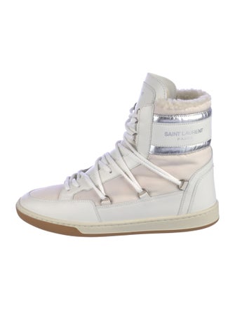 Saint Laurent Leather Faux Fur Trim Sneakers