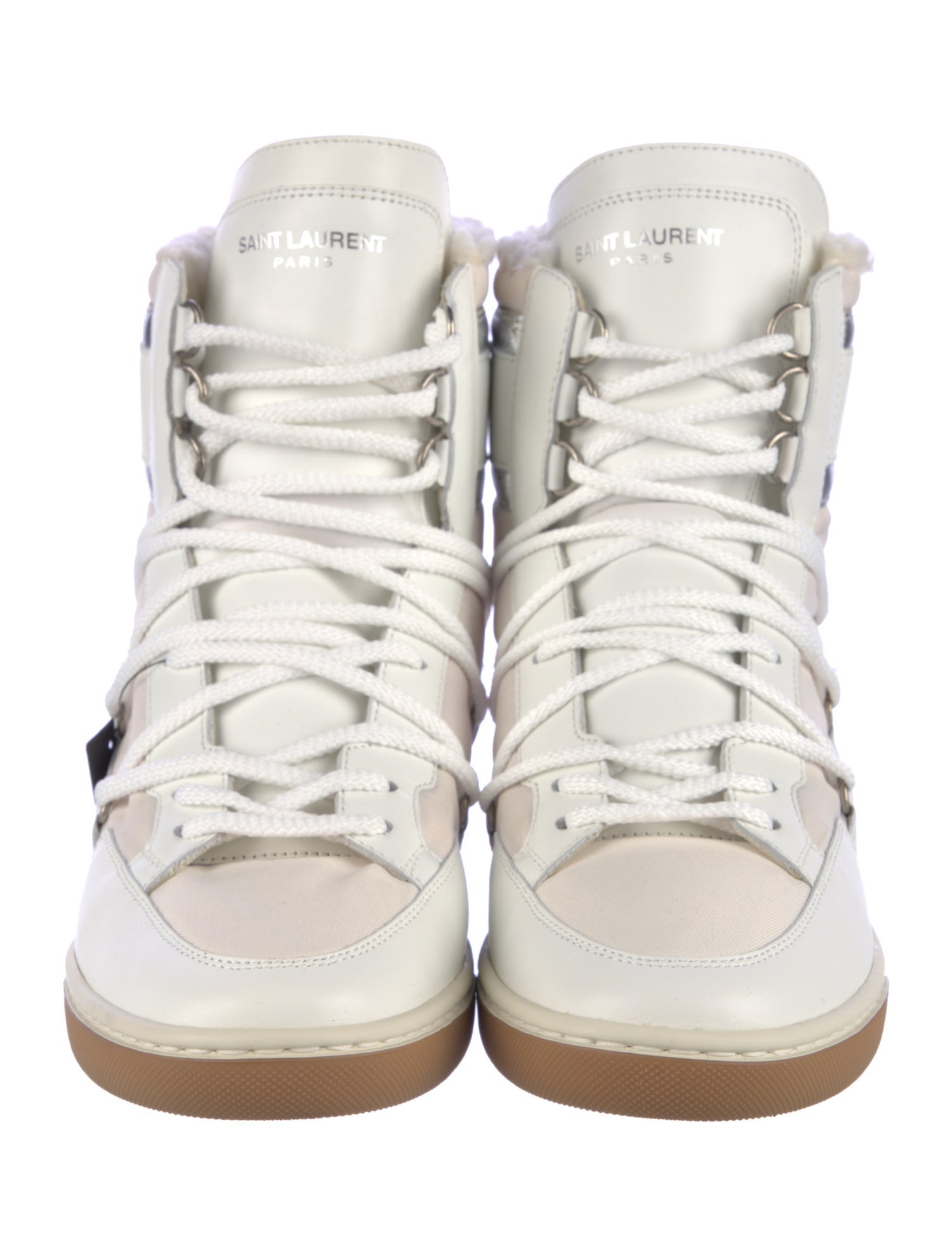 Saint Laurent Leather Faux Fur Trim Sneakers