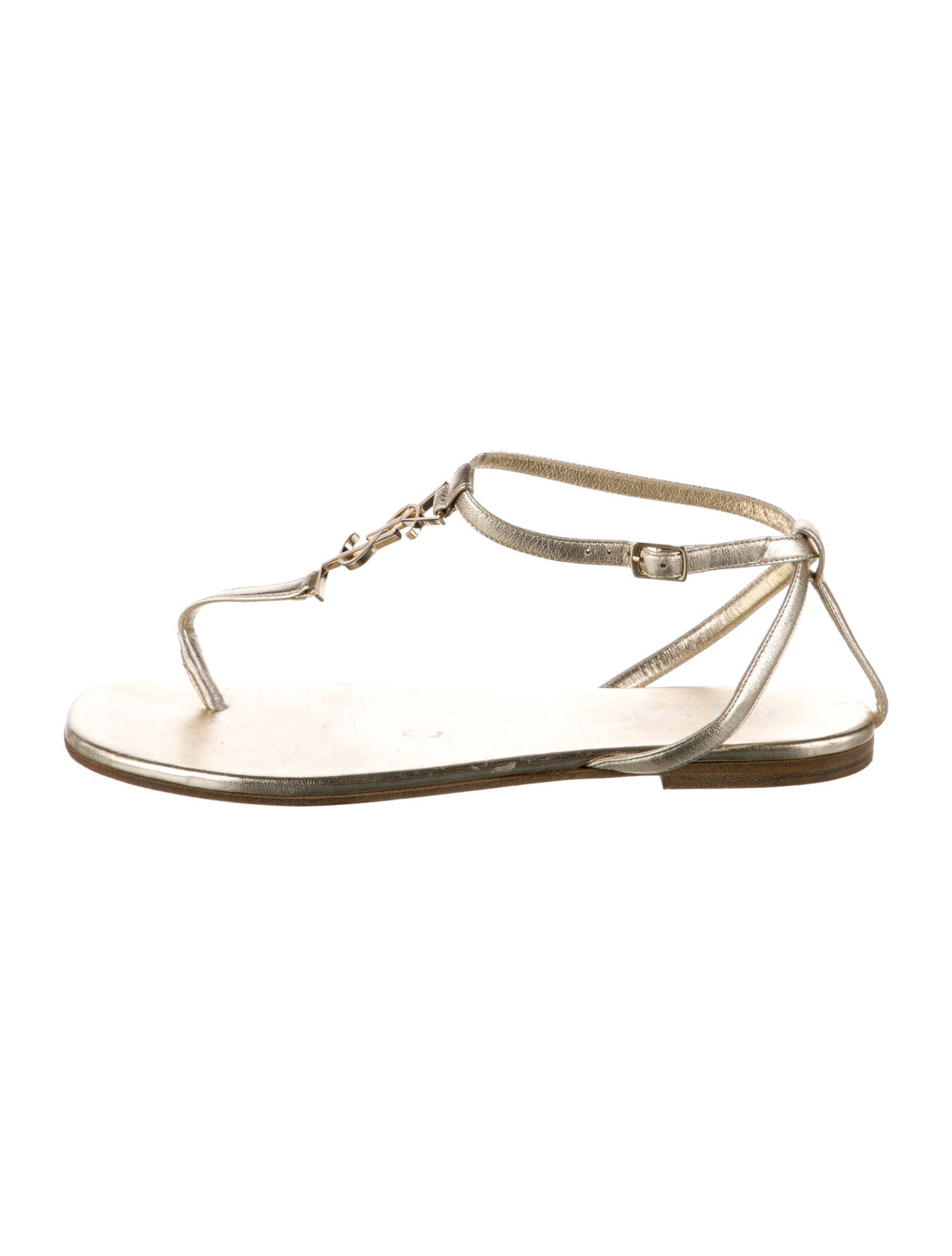 Saint Laurent Leather T-Strap Sandals