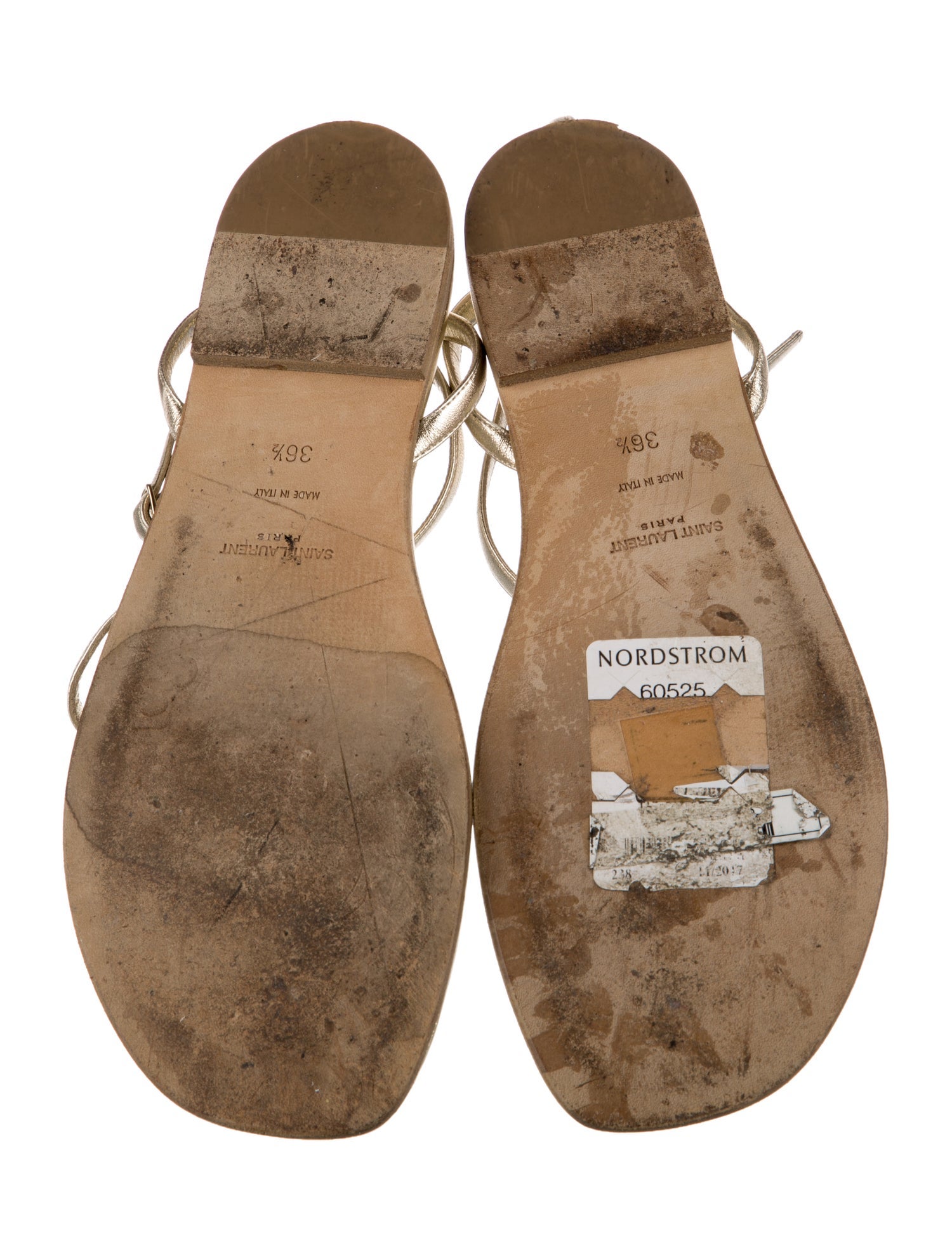 Saint Laurent Leather T-Strap Sandals