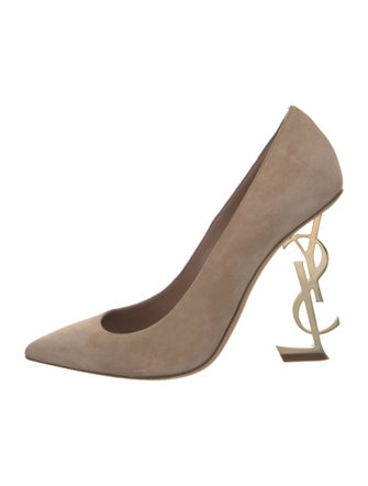 Saint Laurent Signature Logo Suede Pumps