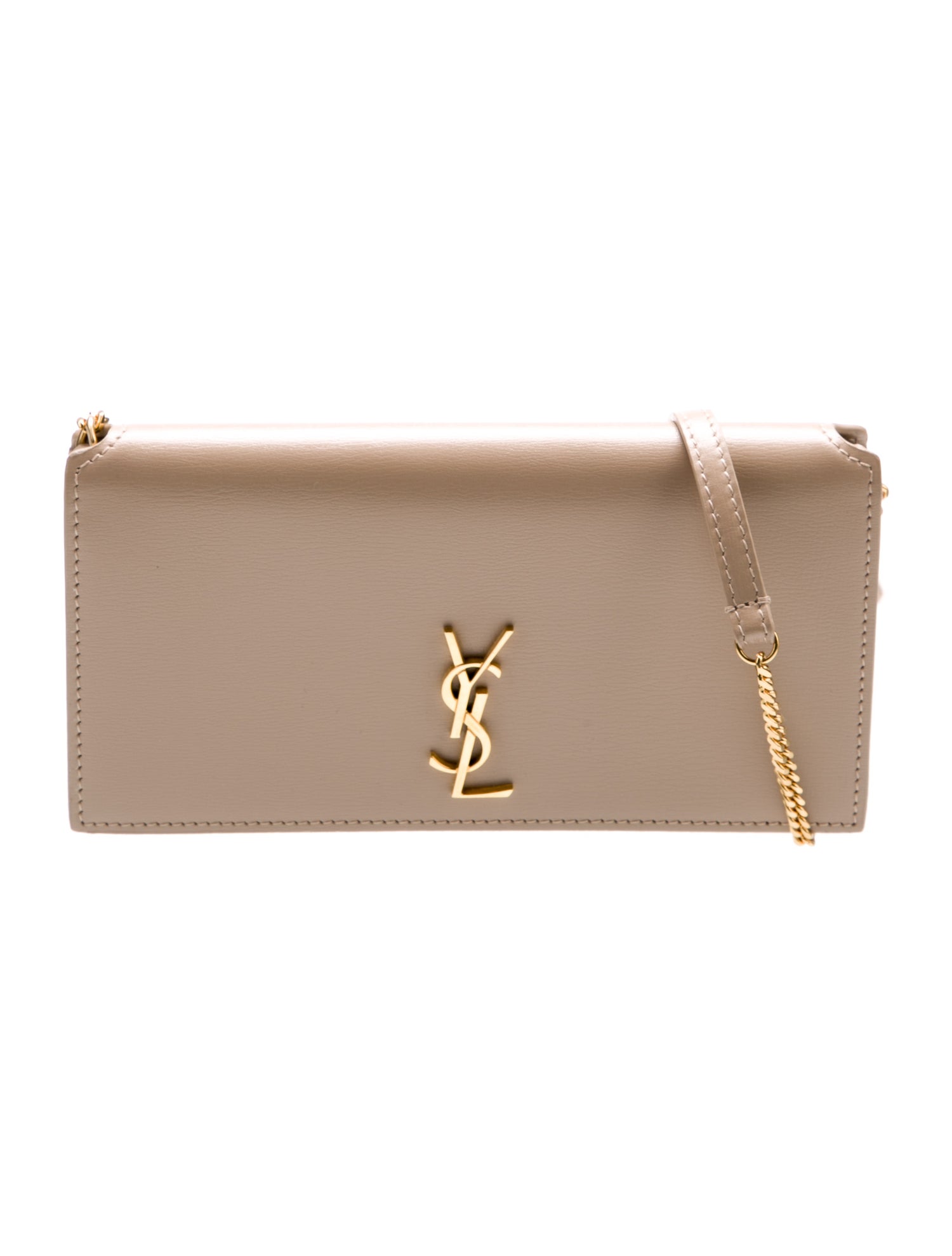 Saint Laurent Leather Cassandre Phone Holder with Strap Small