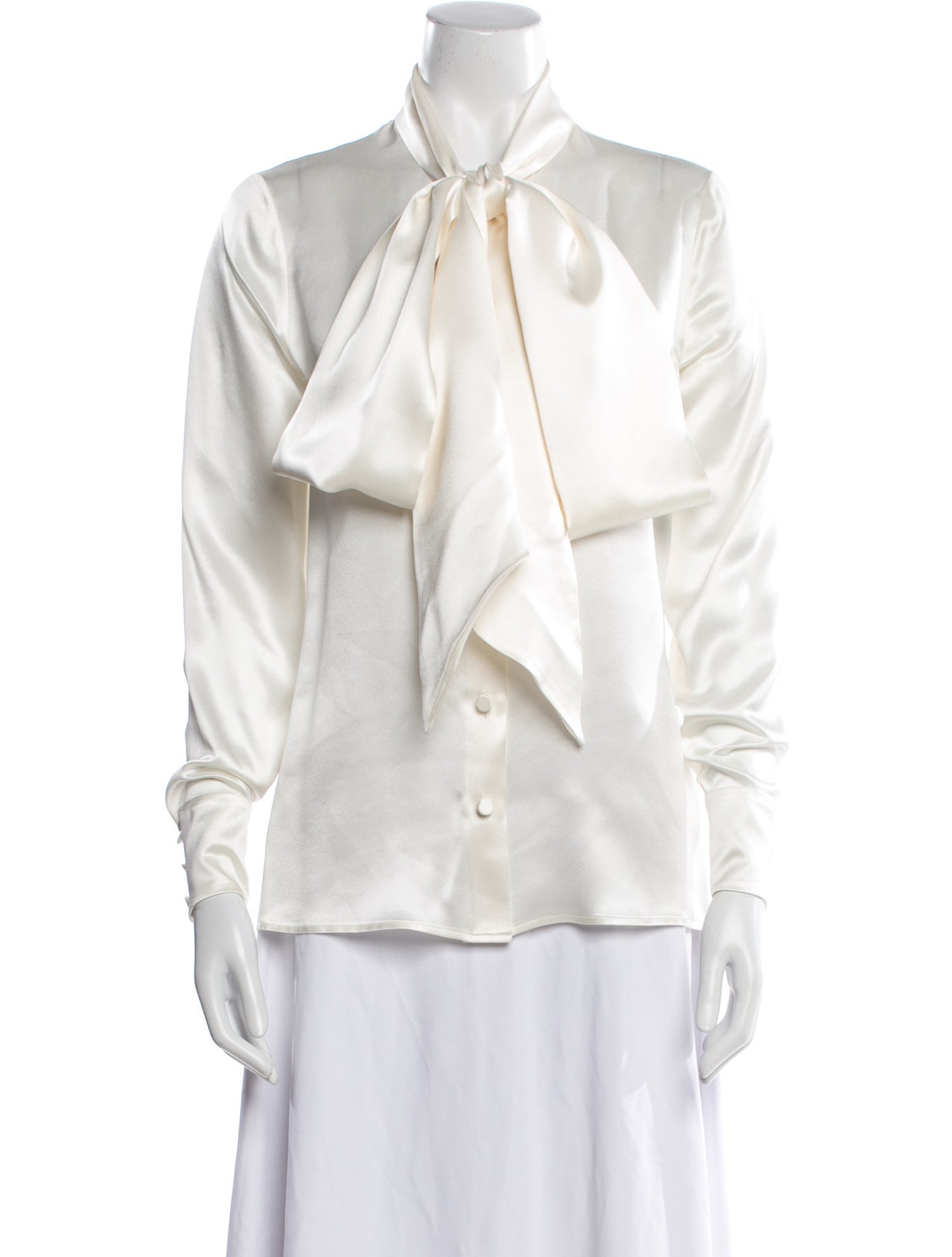 Saint Laurent Silk Long Sleeve Button-Up Top