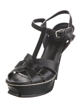 Saint Laurent Leather T-Strap Sandals