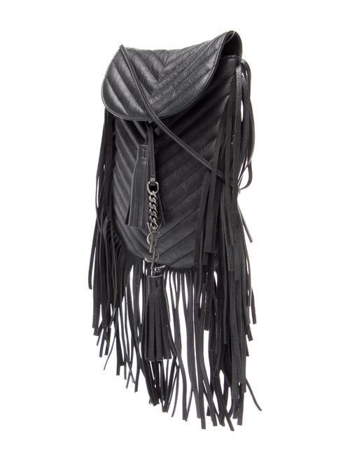 Saint Laurent Leather Chevron Fringe Crossbody Bag Small Vintage