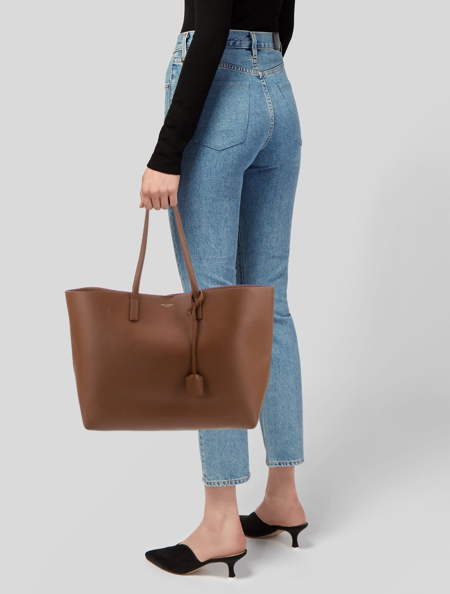 Saint Laurent Leather Shopping Tote East West 2024