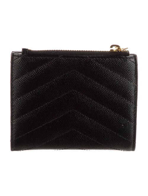 Saint Laurent Matelassé Monogram Card Case Leather Compact Wallet