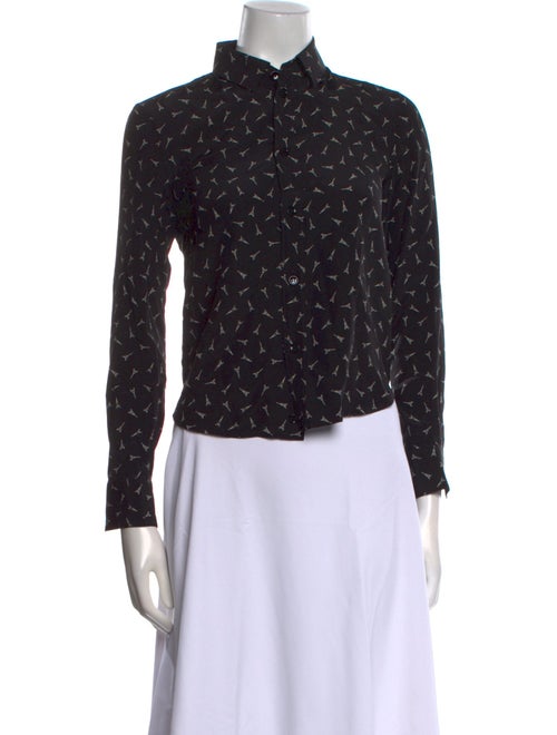 Saint Laurent Printed Mock Neck Button-Up Top