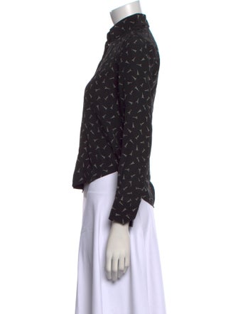 Saint Laurent Printed Mock Neck Button-Up Top