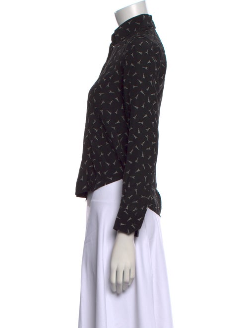 Saint Laurent Printed Mock Neck Button-Up Top