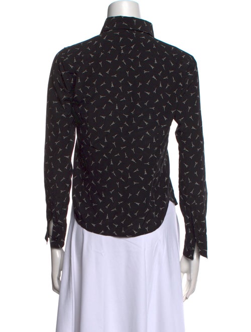 Saint Laurent Printed Mock Neck Button-Up Top